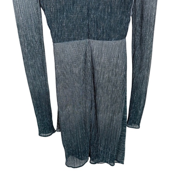 PatBO Silver Asymmetrical Wrap Dress with Bishop Sleeves SZ XS (0) - Picture 13 of 14